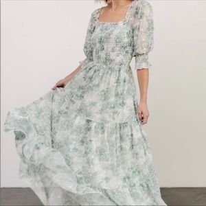 NWT BALTIC BORN Bailey eyelet maxi dress size medium in sage boho cottagecore